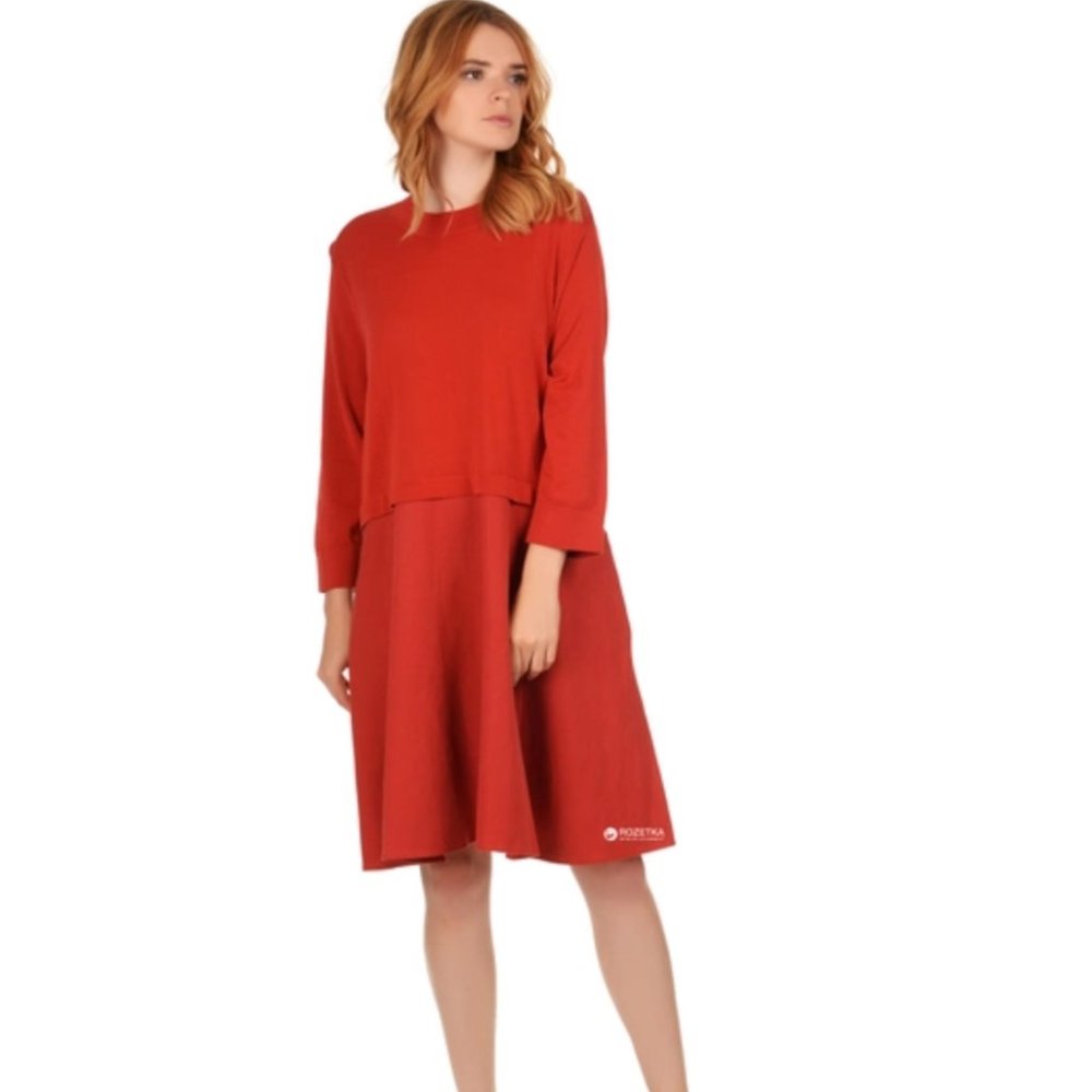 COS Mini Sweater Dress Long Sleeve Knit Red Small
